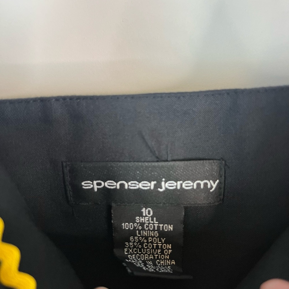 Spenser Jeremy Multicolor Zigzag Embroidered Black Midi‎ Dress - Size 10 cotton - Picture 3 of 6